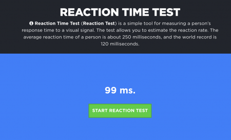 Reaction time test record